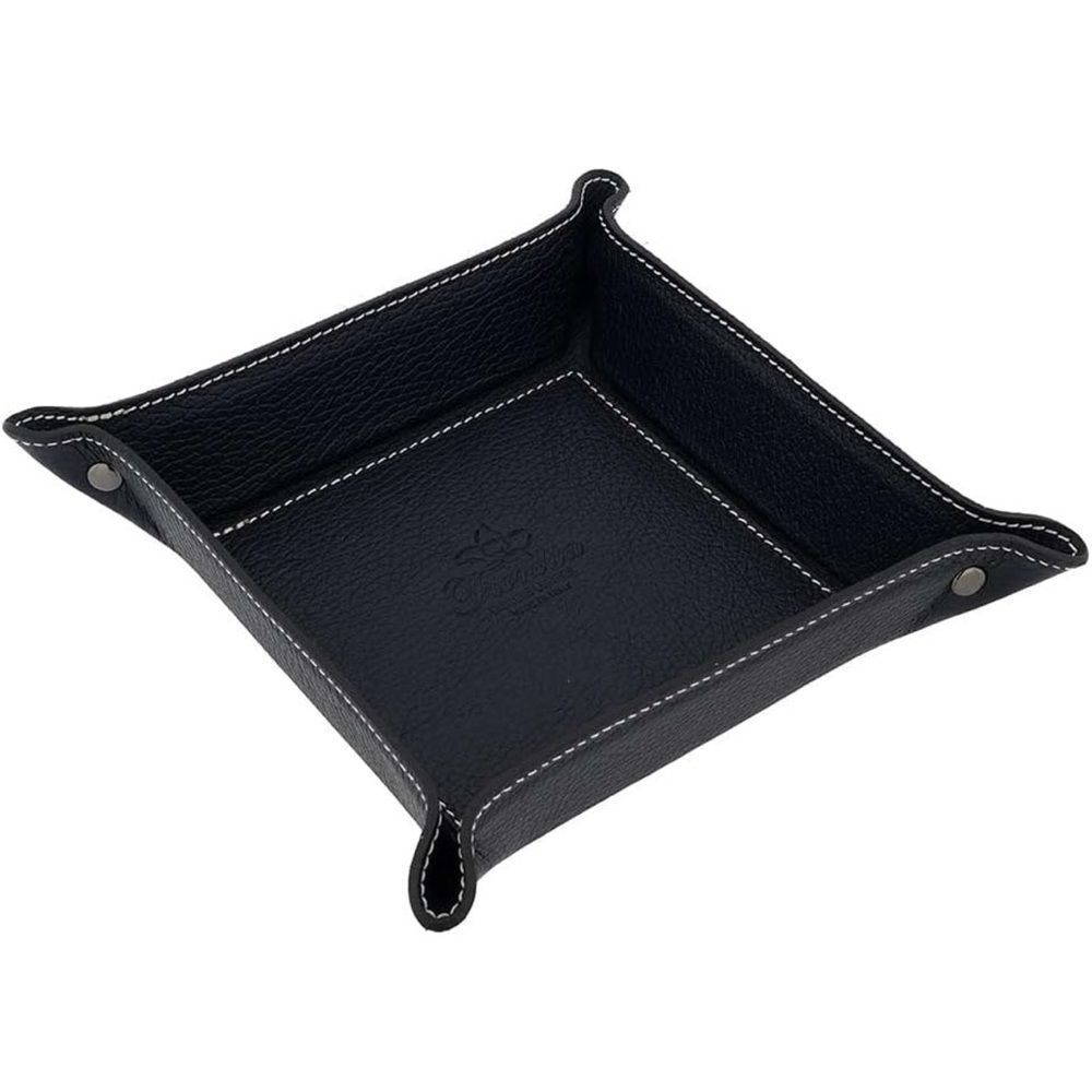 Black Italian Leather Valet Tray 6.5” x 6.5” - Picture 3 of 9